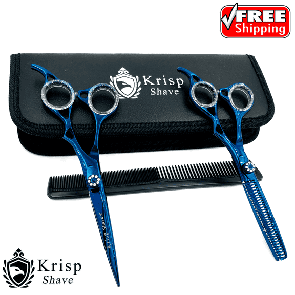 Stainless Steel Hair Cutting Thinning/Texturizing Scissors Shears Set Kit 6" Blue