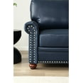 thumbnail image 5 of Faux Leather Single Sofa Chair, Modern PU Accent Chair with Solid Wood Legs and Silver Nail Head Trim, Single Club Armchair for Bedroom, Home Reception, Living Room, Office, Apartment, Navy Blue, 5 of 7