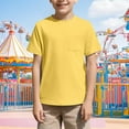 thumbnail image 2 of Cotton T Shirts for Boys Girls Summer Crewneck Short Sleeve Tees Chest Pocket Cozy Base Tops Plain Tshirts (12 Years, Yellow), 2 of 7