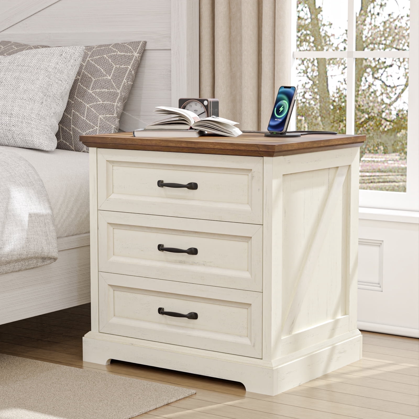 Better Homes & Gardens Oaklee 3 Drawer Nightstand with USB
