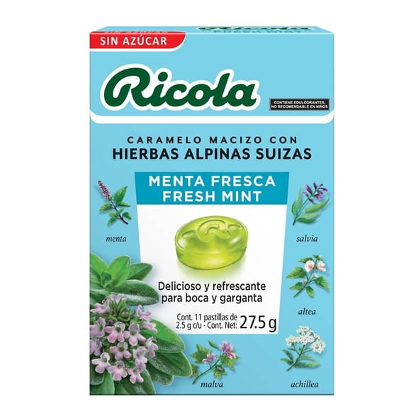 Caramelo macizo Ricola menta fresca 27.5 g