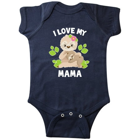 

Inktastic Cute Sloth I Love My Mama with Green Leaves Gift Baby Boy or Baby Girl Bodysuit