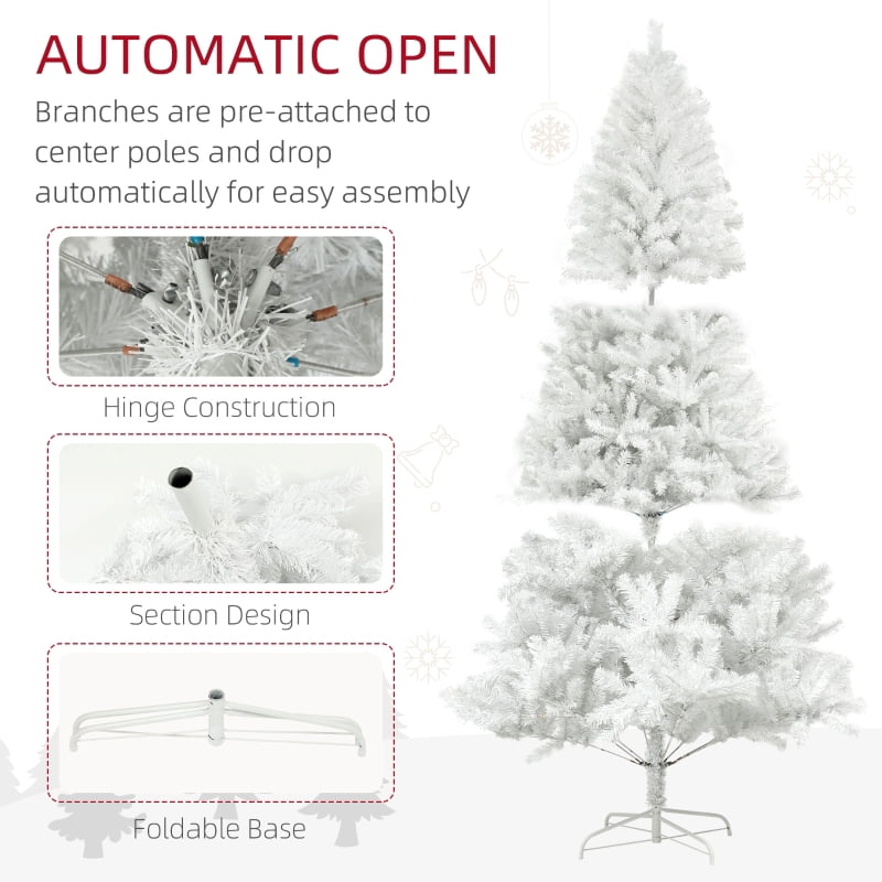 Alvantor Christmas Tree Unlit Artificial with 1000 Tips & Steel Stand 43.3"x43.3"x72" 6ft White