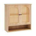 thumbnail image 3 of Bathroom Wall Cabinet with Rattan Doors - Natural Wood Finish - Adjustable Shelves - 23.5"x10.5"x25.5" - Storage for Bathroom, Kitchen, Living Room, 3 of 3