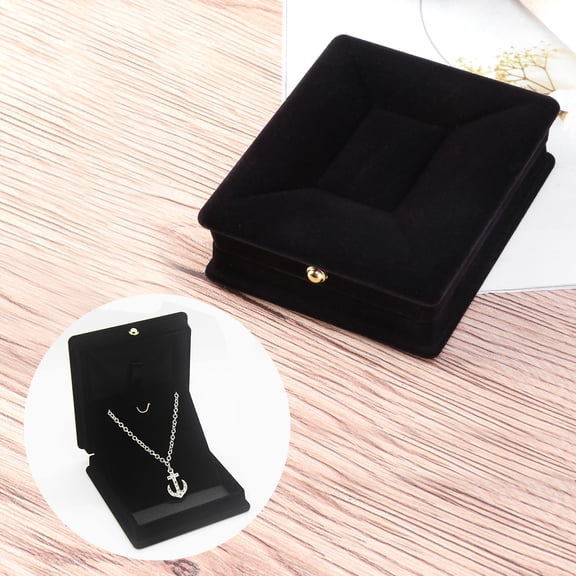 ORDDIART Black Necklace Holder Box 9x7.7x3.3in Jewelry Organizer Box for Christmas and Valentine's Day Presents
