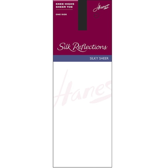 Hanes Silk Reflections Knee Highs, Sandalfoot 6-Pack Jet Black ONE SIZE Women's