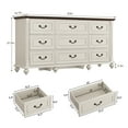 thumbnail image 6 of Blotout 9 Drawer Dressers for Bedroom, Farmhouse Dresser with 6 Solid Wood feet, 63" Wide White Dresser Wooden Dresser Rustic Chest of Drawers Long Dresser, 6 of 7