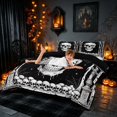 thumbnail image 4 of Homewish Halloween Gothic Skull Bedding, Candle Spider Moon Duvet Cover Full, Black White, Black Reversible 3pcs, 1 Duvet Cover and 2 Pillowcases, 4 of 7