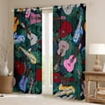 thumbnail image 2 of Manfei Vintage Guitar Music Blackout Curtains Set of 2 (52x84 Each) for Kid, Green Palm Leaf Window Curtains, Tropic Plant Botanical Curtains and Drapes, Curtains Blackout Bedroom Decor, 2 of 6