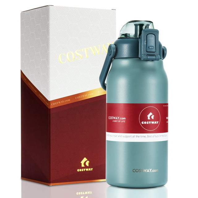 Costway 44oz Vacuum Insulated Stainless Steel Sports Water Bottle Leakproof Flask