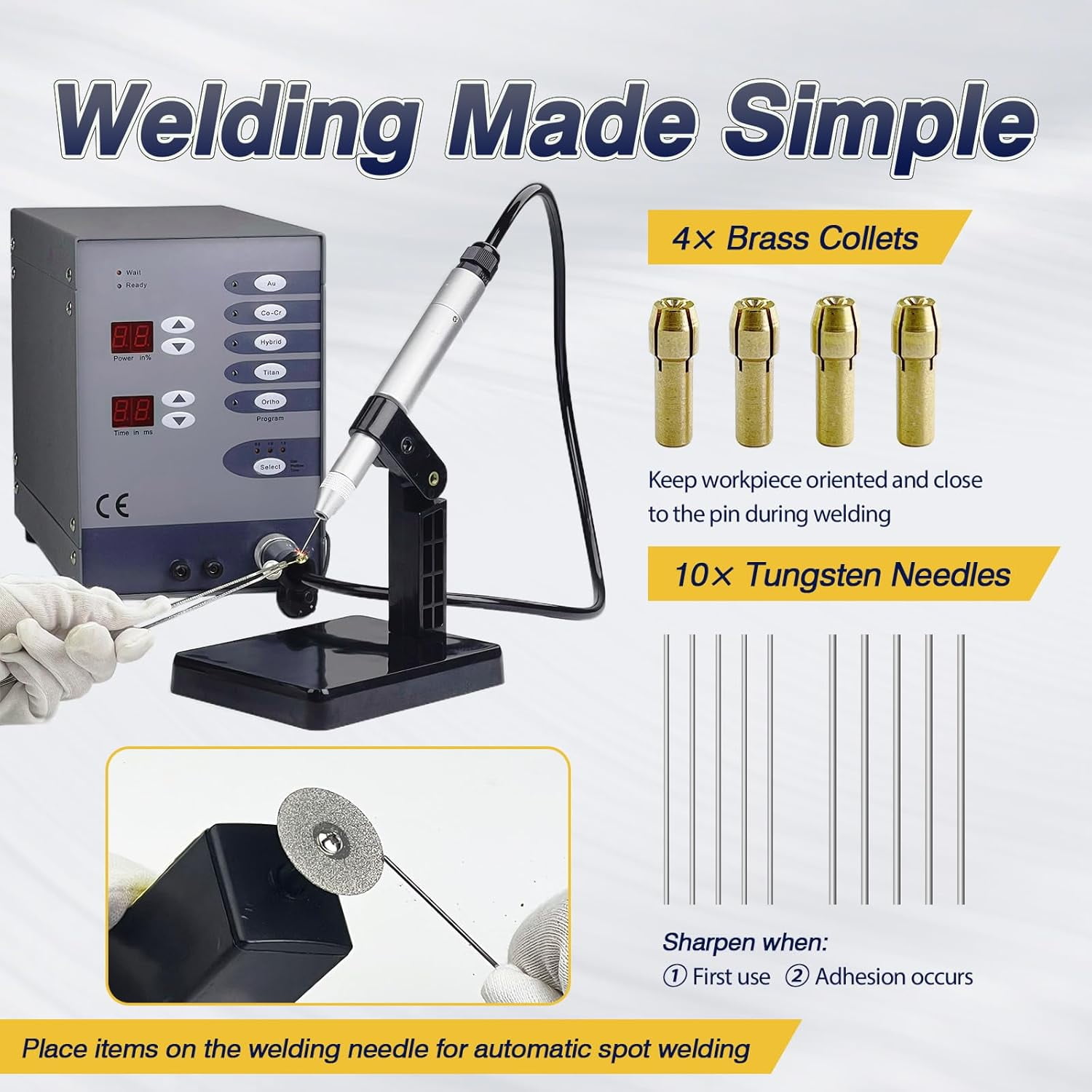 Permanent Jewelry Welder Kit, Pulse Arc Welder Permanent Jewelry, 110V 60Hz Permanent Jewelry Welding Machine, Pulse Arc Welder for Jewelry, Titanium, Cobalt-Chromium Alloy, Dental Welding