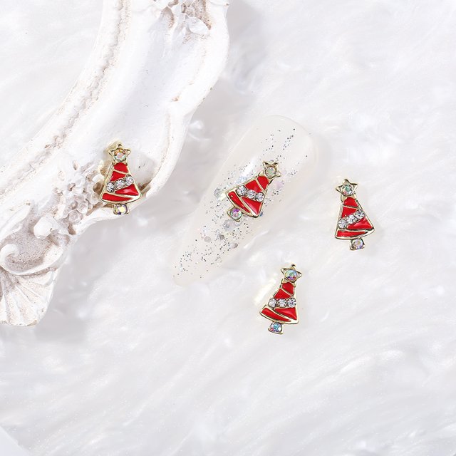 Mini alce de muñeco de nieve de Papá Noel, joyería de aleación para manicura navideña, lindas joyas de manicura de dibujos animados