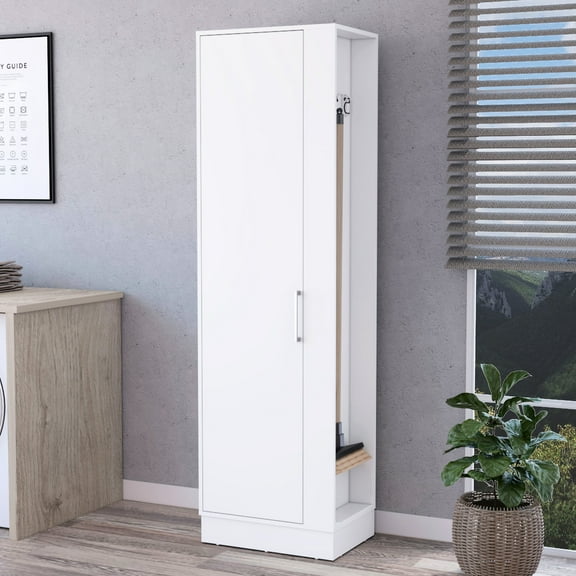 Tall 2-door White Storage Cabinet With 6 Shelves - Store Your Cleaning Essentials 6-shelf Unit Maximize In Basement