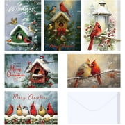 Bybiment 36 Pcs Christmas with Envelope Bulk Merry Christmas Greeting Card with Blessing Words Farmhouse Xmas for Winter Holiday Office Party Su