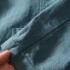 thumbnail image 3 of Camisa de hombre de color liso con cuello y mangas tres cuartos - Lino, bolsillo con botón, trabajo/ocasión, 3 of 5