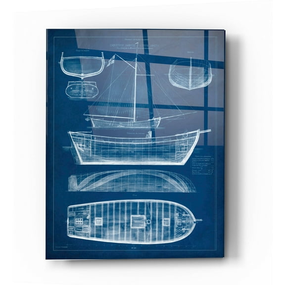 Epic Art 'Antique Ship Blueprint II' by Vision Studio Acrylic Glass Wall Art, 24"x36"