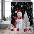 thumbnail image 2 of Shower Curtain 72"W x 84"L Snowman Christmas Tree Winter Snowflake Black Fabric Shower Curtains Set with Hooks Water Repellent Bathroom Curtains Machine Washable Bathroom Accessories, 2 of 7