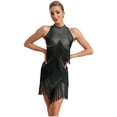 thumbnail image 1 of iefiel Robe de Danse Latine à Franges pour Femmes Cha Cha Tango Salsa Samba Rumba Robe de Danse Noire TP, 1 of 4
