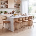 thumbnail image 5 of Zesthouse 26.2" Swivel Counter Height Bar Stools Set of 2, Upholstered Faux Leather Counter Stools with Rattan Back, Mid Century Barstools with Solid Wood Frame for Kitchen Island, Brown, 5 of 11