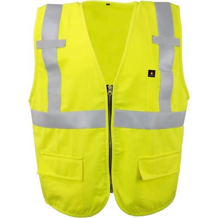 Ironwear 1255 Class 2 Flame-Resistant Safety Vest w/Zipper & Radio Tabs
