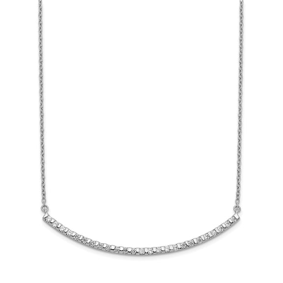 14K White Gold necklace Lab Grown Diamond SI1 SI2, G H I, Curved Bar