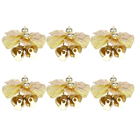 WORGEOUS 6Pcs Bow Decor Golden Mini Bows Craft for Wreath Making Decoration 1.77X1.38X0.79in