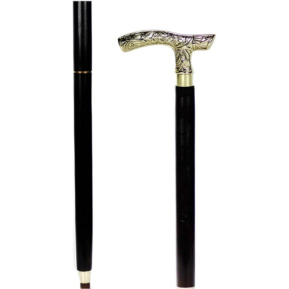 Aluminum & Brass Decorative Rosewood Walking Cane | Full Size Walking-Stick for Men & Women |