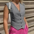 thumbnail image 2 of Cropped Suit Vest for Women Button Up Business Casual Dressy Waistcoat Vest Tops, 2 of 5