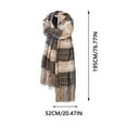 thumbnail image 3 of Bufanda cálida para mujer, tipo chal grande, ideal para el invierno. Bufanda gruesa de punto con estampado de cuadros marrones y blancos. Manta cálida para el cuello con flecos, suave y ligera. Unise, 3 of 4