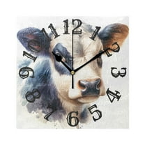 Head Of Cow Wall Clock Square Silent Non Ticking Battery Operated Clock for Home Bathroom Kitchen Bedroom Living Room