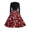 thumbnail image 3 of VSNOW Women 50s 60s Vintage Dresses Long Sleeve Christmas Party Swing Dress, 3 of 4