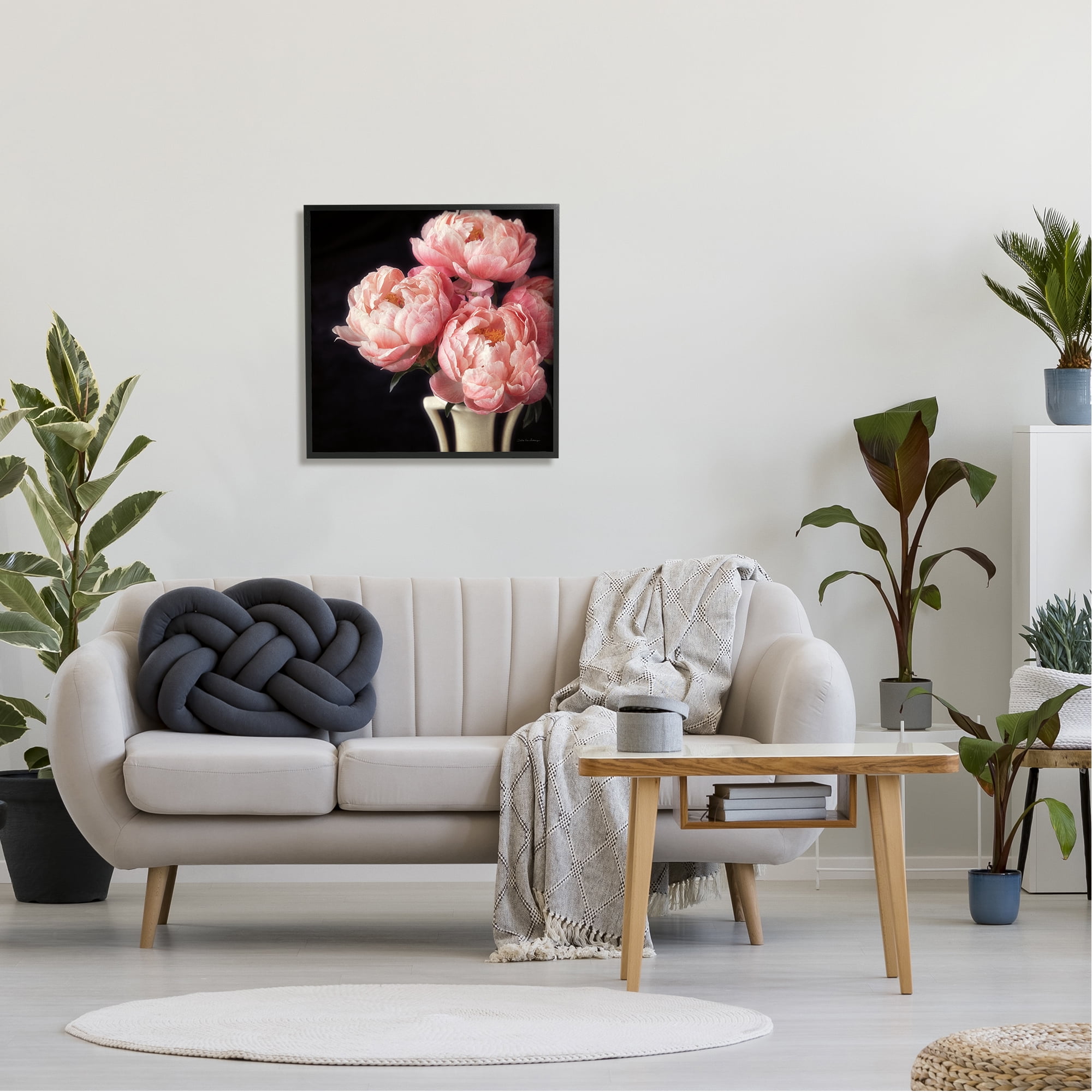 Stupell Industries Three Peonies Photography Botanical & Floral Photography Black Framed Art Print Wall Art, 24 x 24