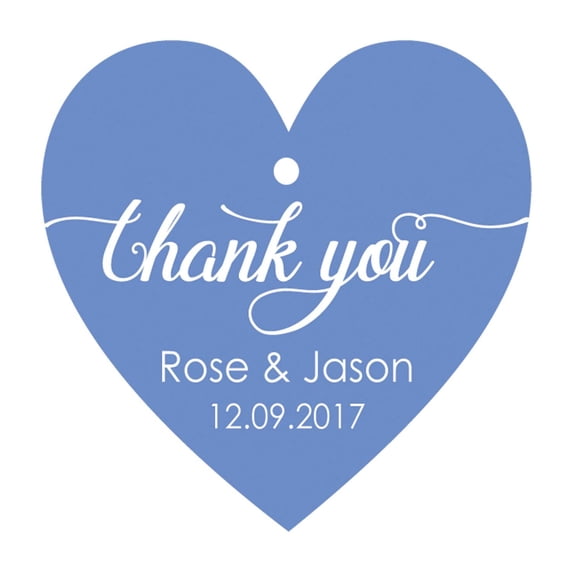 100 PCS Personalized Wedding Favor Gift Tags Thank You Custom Made Heart Shape Hang Tags