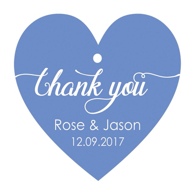 100 PCS Personalized Wedding Favor Gift Tags Thank You Custom Made Heart Shape Hang Tags
