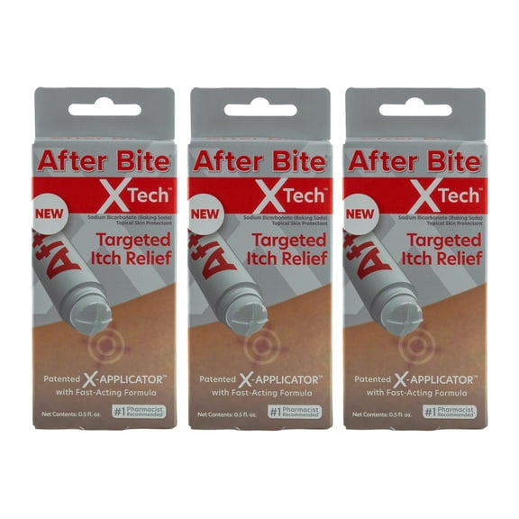 After Bite X Tech - Targeted Itch Relief Fast Acting with Sodium Bicarbonate - Easy-to-use portable applicator pen - 0.5 oz 3 Pack