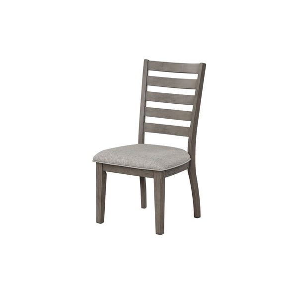 JERFIT Gray Ladder Back Dining Chairs Set of 2, Upholstered Side Chairs with Rustic Finish for Kitchen, Dining Room