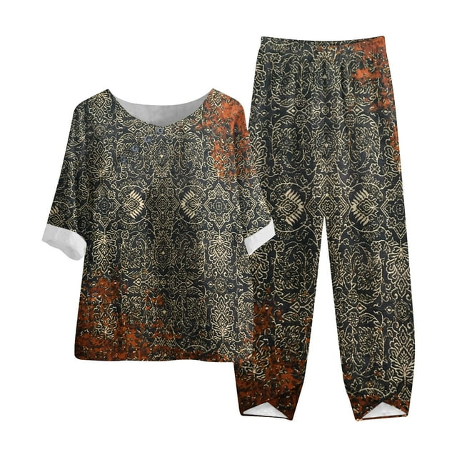 Puntoco Traje De Verano Para Mujer Moda Manga Corta Pantalones De Color Sólido Traje Casual De Dos Piezas Liquidación Puntoco Puntoco-4544