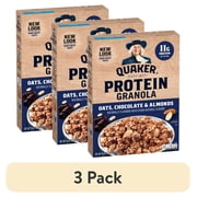 (3 pack) Quaker Protein Granola Oats Chocolate & Almonds, 18 oz Single Pack