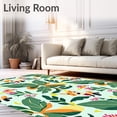 thumbnail image 2 of ODIKA 2'x3' Machine Washable Non-Slip Area Rug, Forest Friends Whimsical Deer and Fox Interlocking Leaf Motif High Traffic Rug, Green, 725483, 2 of 7