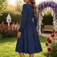 thumbnail image 7 of Dresses for Women, Women Casual Long Sleeve Dresses Empire Waist Knee Length Loose Dress with Pockets, 7 of 7