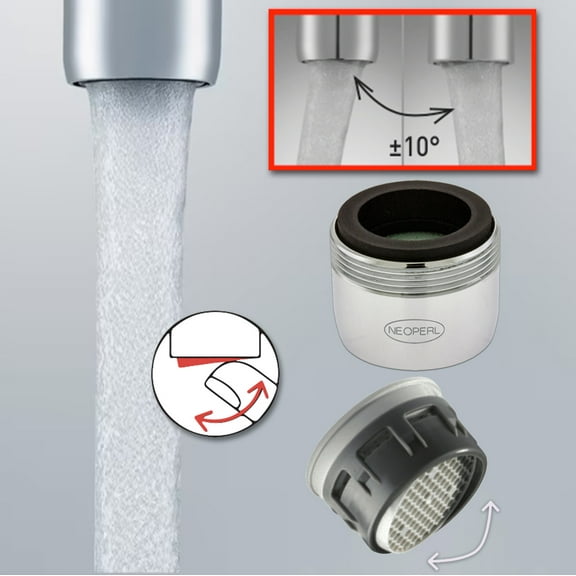 Neoperl Adjustable Angle Swivel Tip Bottom Aerator 1.5 GPM WaterSense Listed Soft Stream