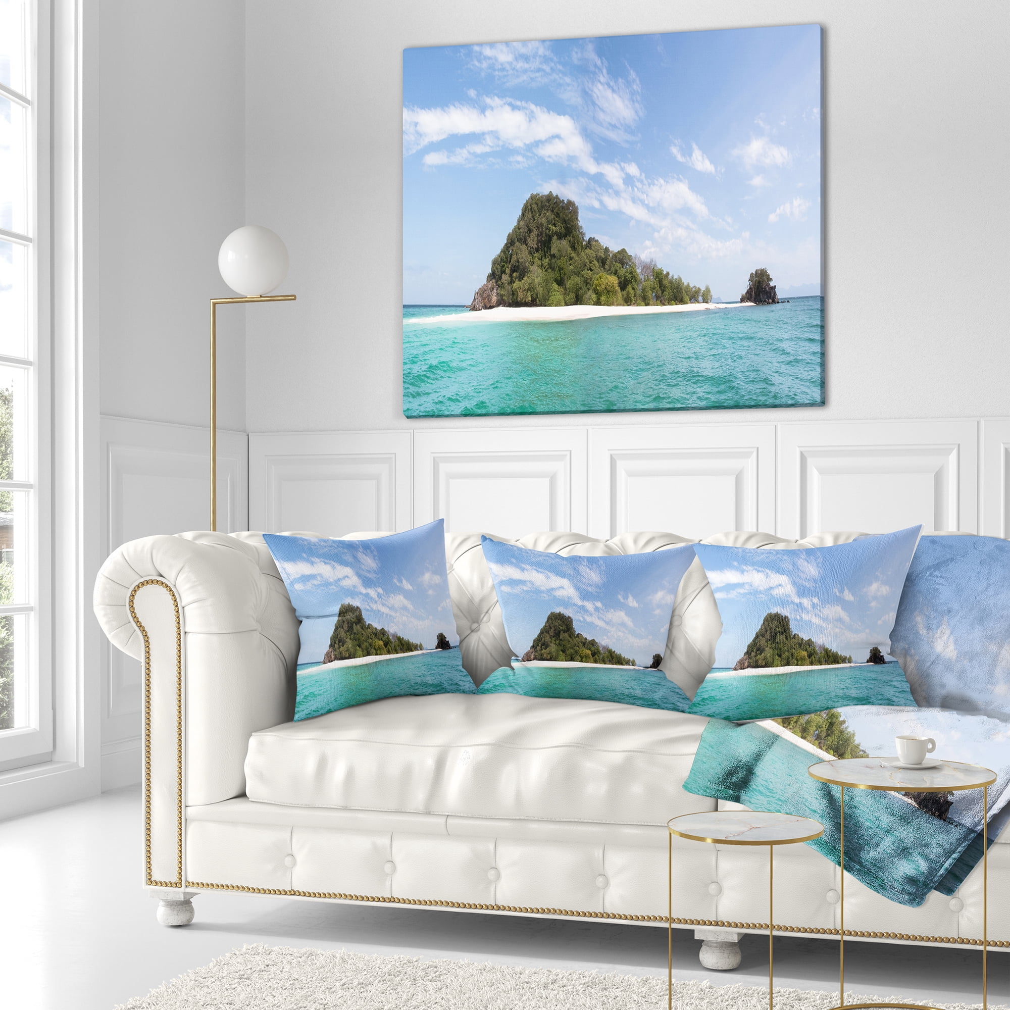 Designart Blue Koh Khai Island Panorama - Seascape Throw Pillow - 18x18