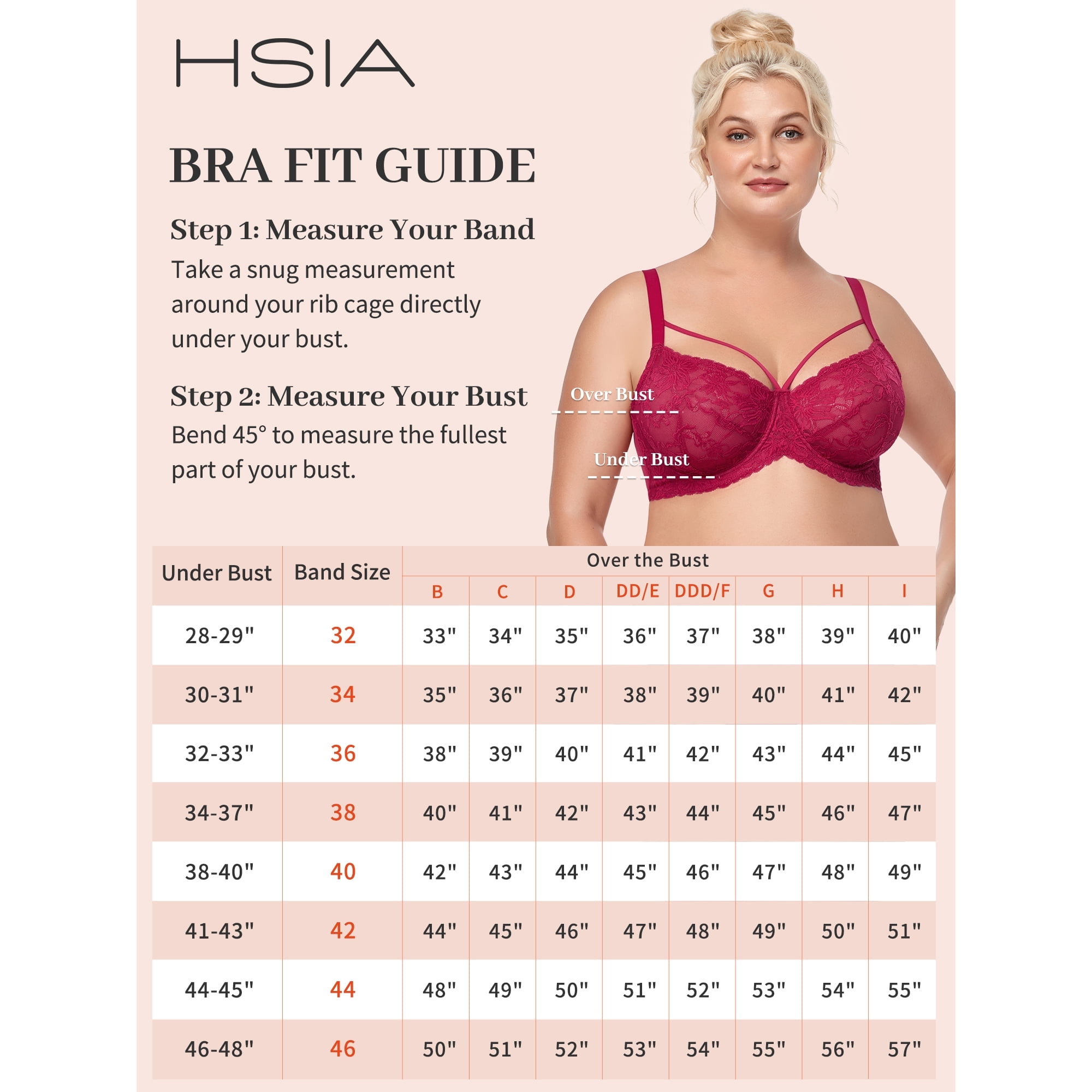 HSIA Womens Plus Size Bras Full Coverage Mesh Unlined Minimizer Bras Rose Red 40DD