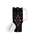 thumbnail image 2 of 40 oz Tumbler With Handle Stainless Steel Insulated Tumbler With Lid for Car Cup Holder Feathers and Beads Pattern, 2 of 9
