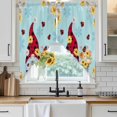 thumbnail image 3 of Swag Valance Curtains for Windows, Aqua Gnomes Daisy Light Filtering Kitchen Curtains with Rod Pocket, Pastoral Country Garden Floral Window Treatment Valances for Living Room, 36x45 - 2 PCS, 3 of 9
