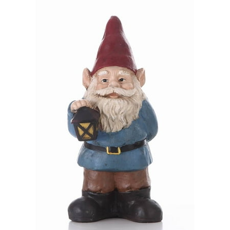UPC: 0191296343787 | Hi-Line Gifts 18.25 Red and Blue Bobblehead Gnome Holding Lantern Outdoor Garden Statue