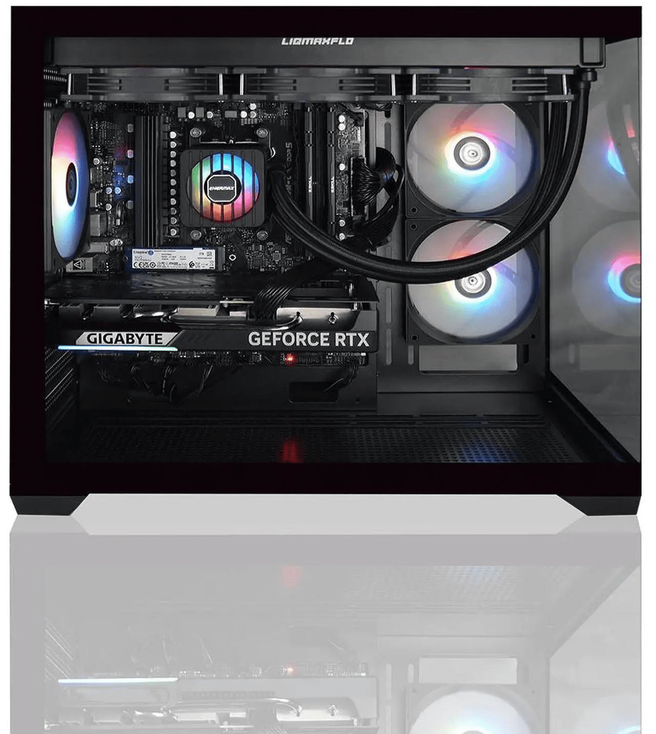 AVGPC Hellfire Gaming PC AMD Ryzen 5 9600X; GeForce RTX 5070 12GB; 16GB DDR5 RAM; 1 TB NVME M.2 SSD; 360mm AIO Liquid Cooler; ARGB Fans; WiFi/AC ; Dual Chamber Case; Windows 11 Home