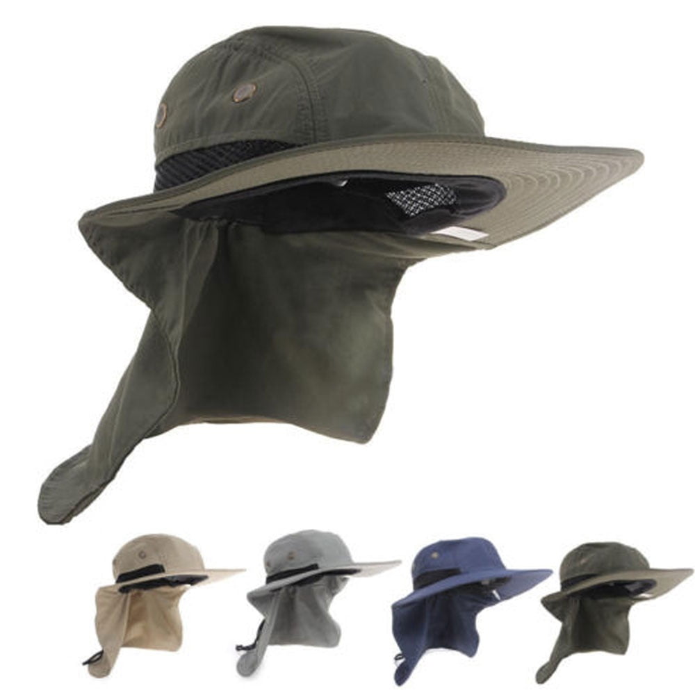 Breathable Waterproof Wide Brim Cap Sun Hats for Men Women Fishing Hat with Neck Flap UPF 50 