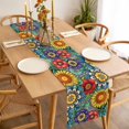 thumbnail image 3 of Boho Colorful Floral Table Runner - 120 Inch Long Spring Flower Botanical Sunflowers Plant Cotton and Linen Blended Dress Scarves Farmhouse Table Runner for Kitchen Dining, Coffee Table, 13" x 120", 3 of 8