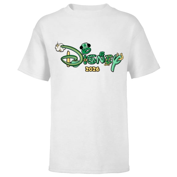 Disney St. Patrick's Day 2026 Matching Trip Vacation Logo - Short Sleeve T-Shirt for Kids - Customized-White